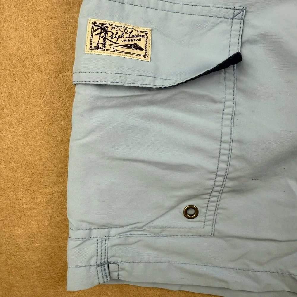 Polo Ralph Lauren Swimwear Men's L Blue Board Shorts Mesh Liner Cargo Drawstring